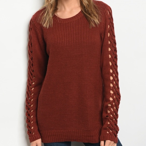 ❤️ LAST ONE Brick red cut out sleeve sweater - Picture 2 of 3